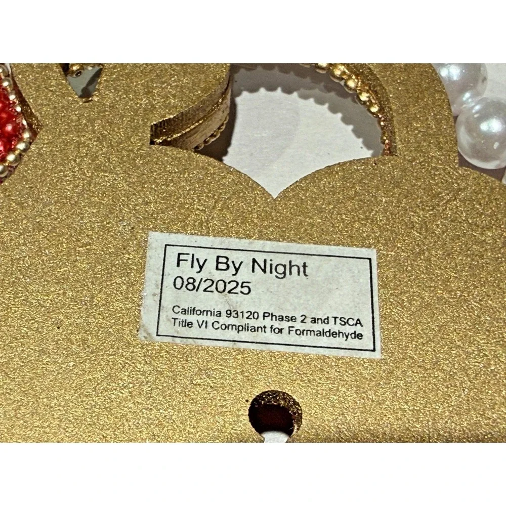 Rare! Fly By Night Valentine Heart Lock Key Bead Strand Decor Red Gold 6 Ft